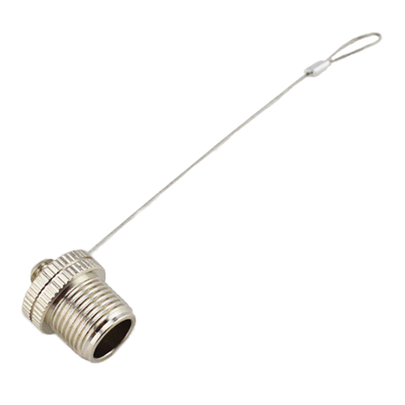 M12 male metal waterproof cap with stainless steel chain,brass with nickel plated screw